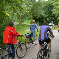 Die Radlerinnen und Radler unterwegs